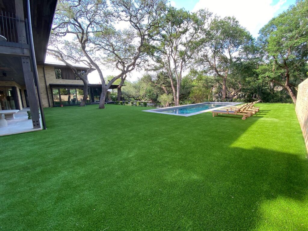 Pet Turf Installation Milwaukee, WI around pool and entire backyard