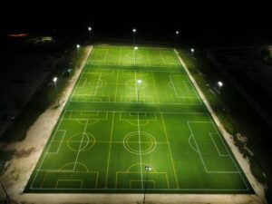 Outdoor synthetic soccer field - Night with lights