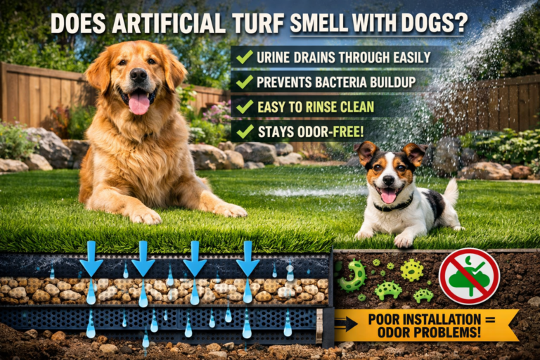 Does pet turf smell with dogs? Not when installed right!