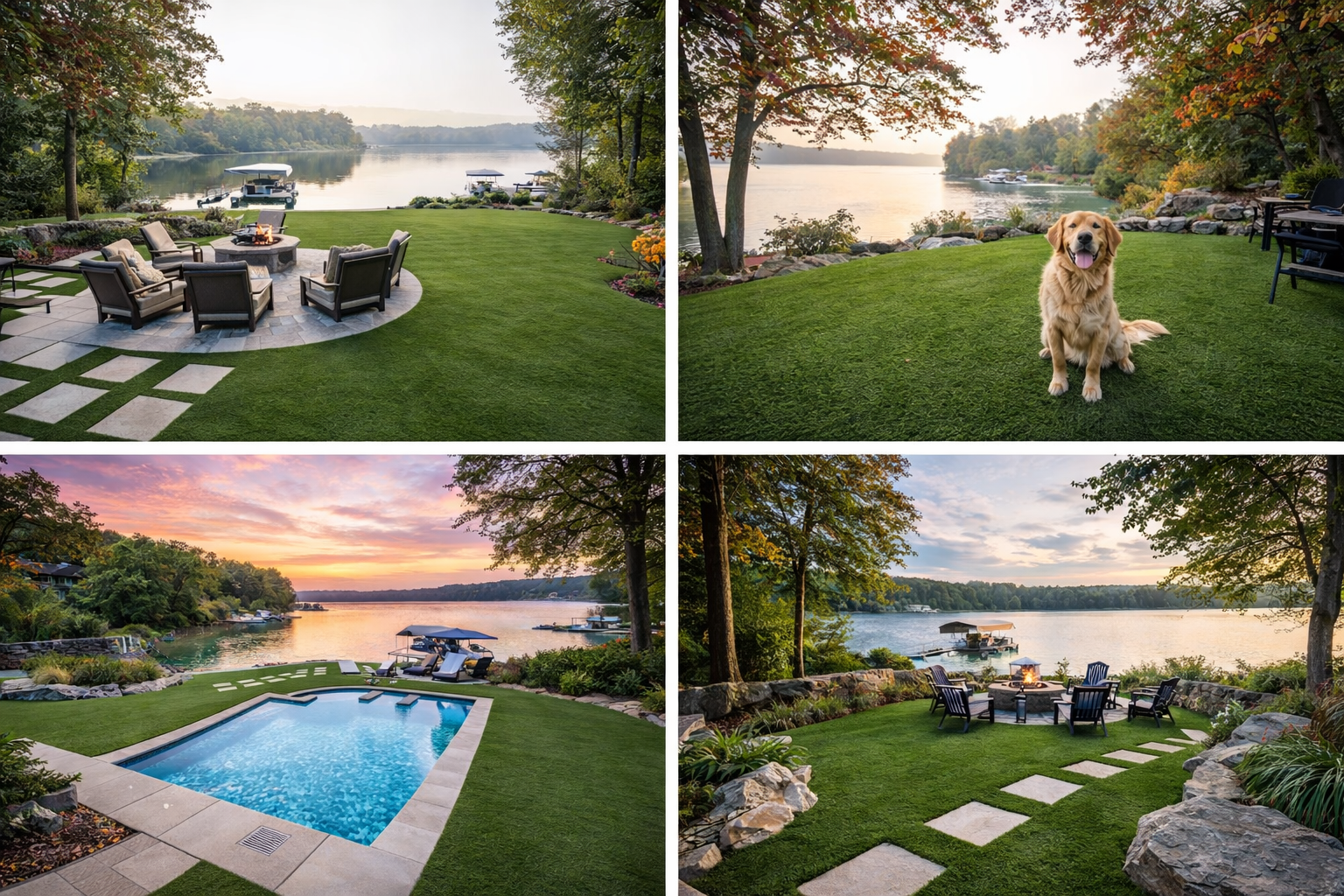 Backyard lakeside retreats in Wisconsin - Lake Country Fake Grass Installation