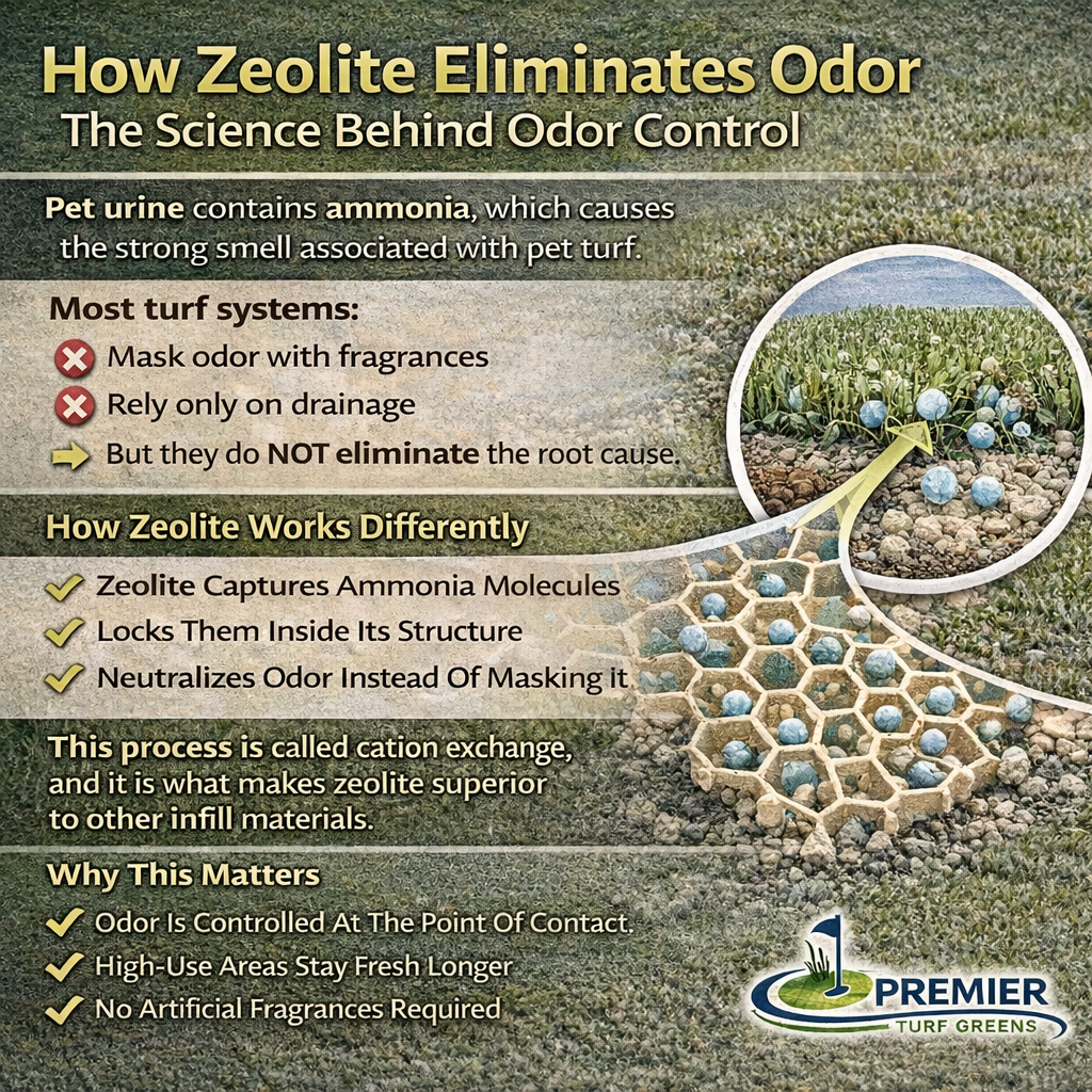 How zeolite controls odor in turf - Pet Turf Installation - No smells